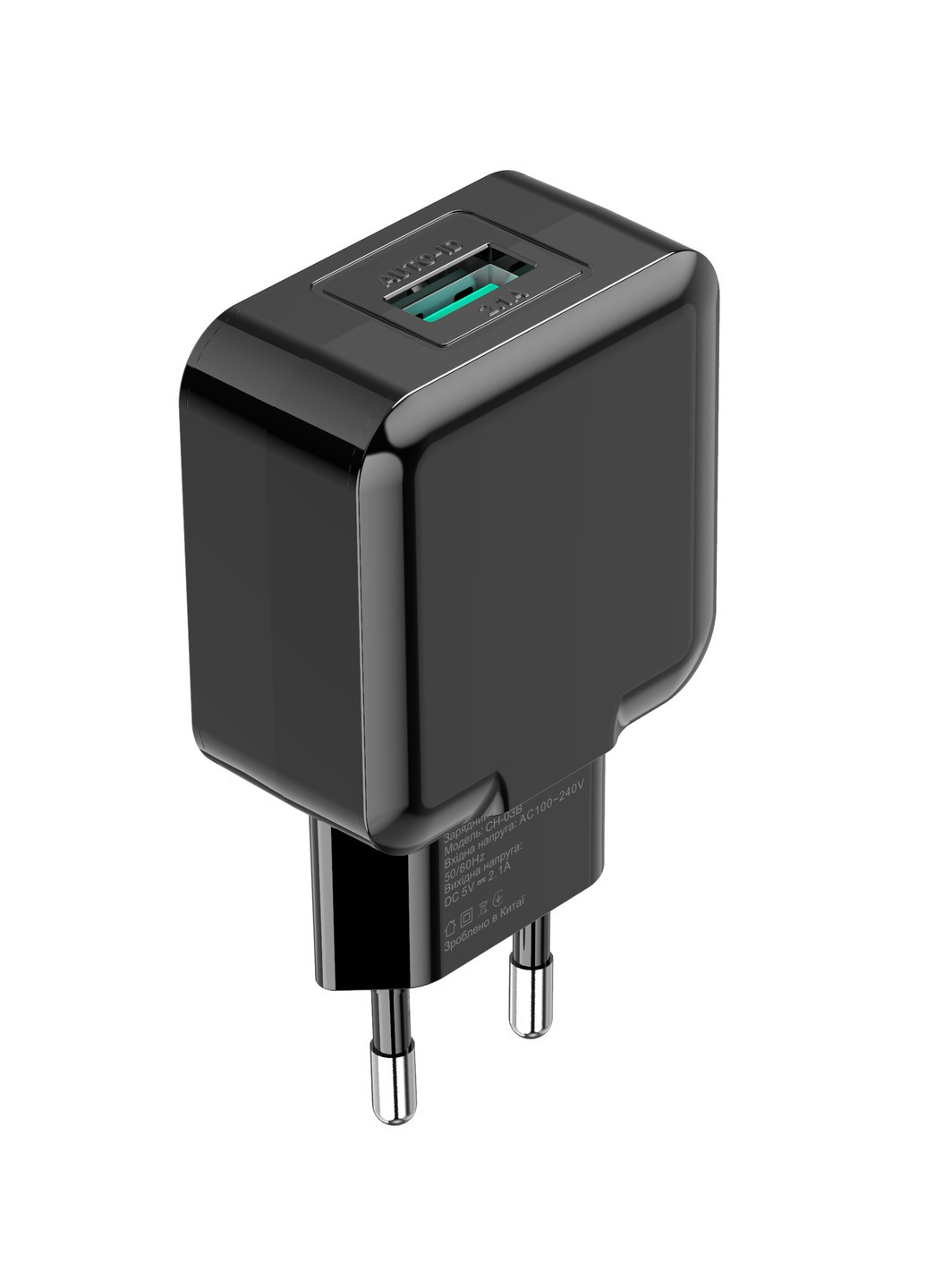 Зарядное устройство CH-03B USB 5V 2,1A Black с защитой от перегрузки Grand-X (253839121)
