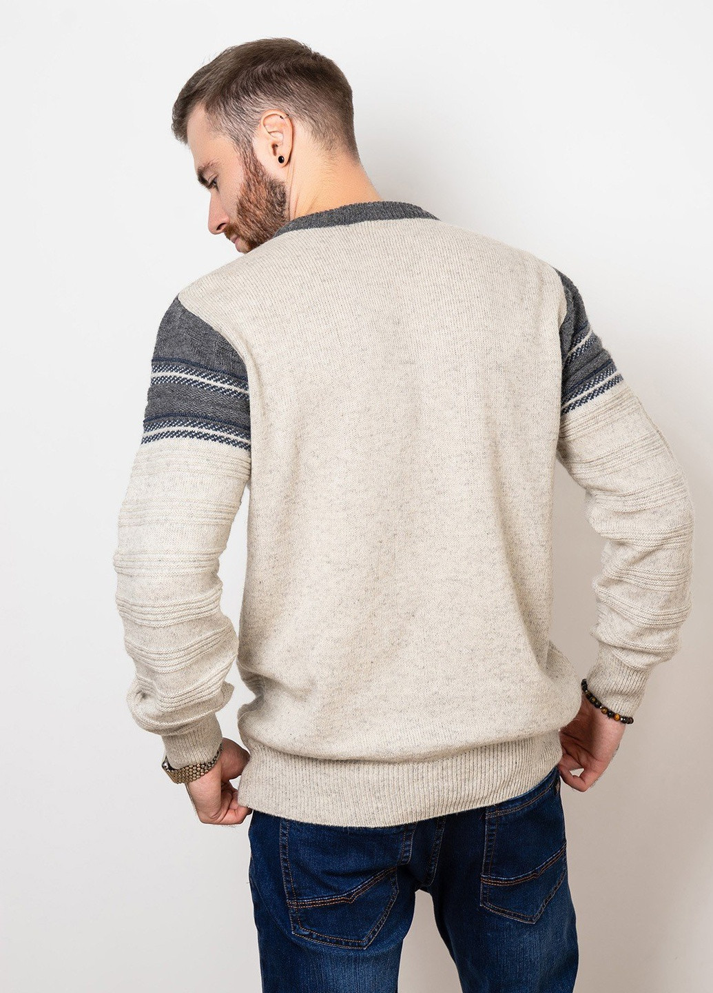 Серый демисезонный свитер мужской джемпер ISSA PLUS GN4-82