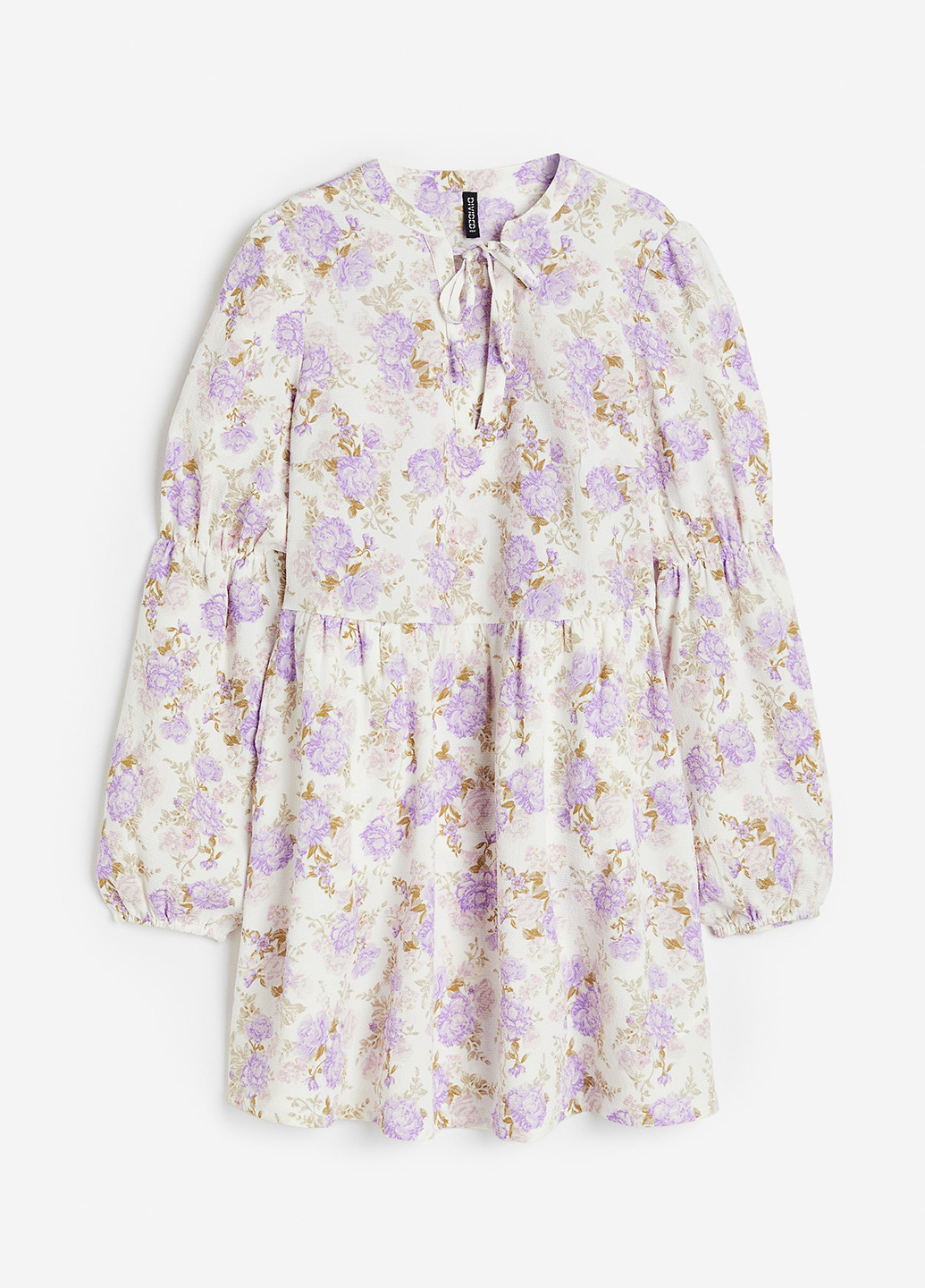 Белое кэжуал платье а-силуэт H&M с цветочным принтом