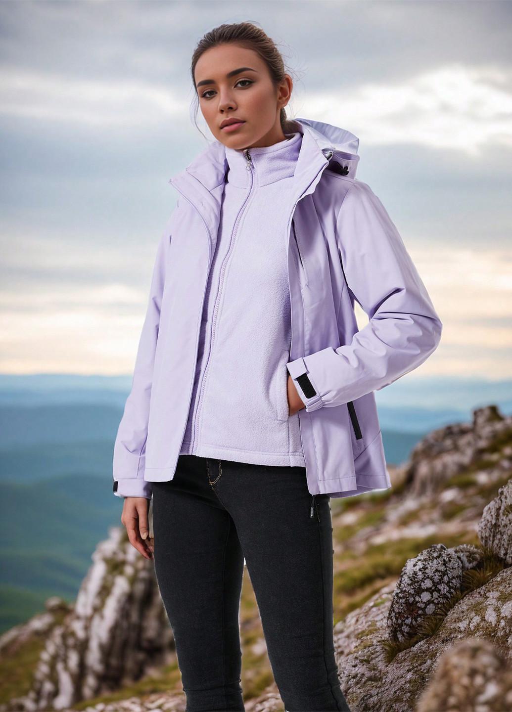 Сиреневая демисезонная куртка SHEIN