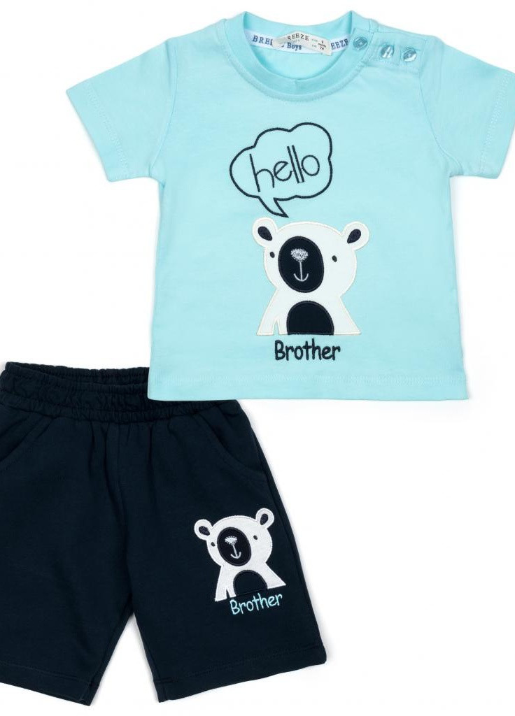 Голубой летний костюм десткий "hello brother" (14307-74b-blue) Breeze