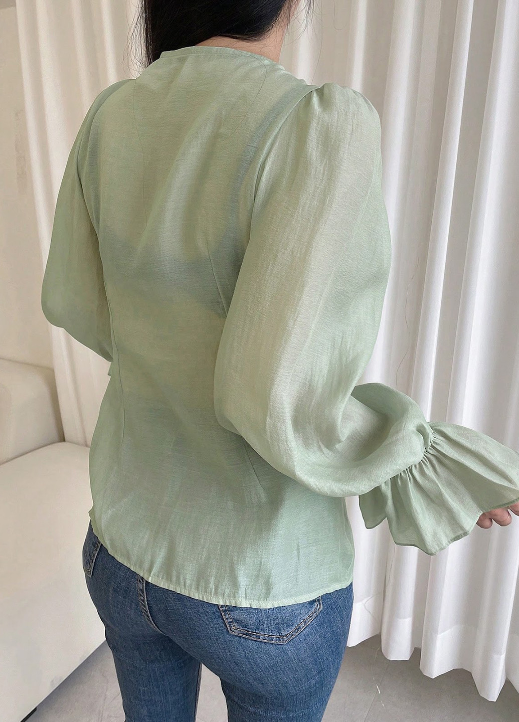 Светло-бирюзовая блуза SHEIN