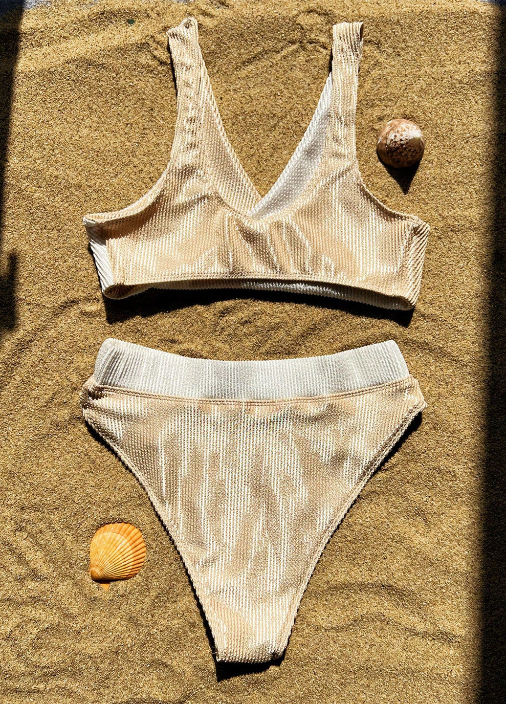 Комбинированный летний купальник (бюстгалтер, трусики) раздельный SHEIN