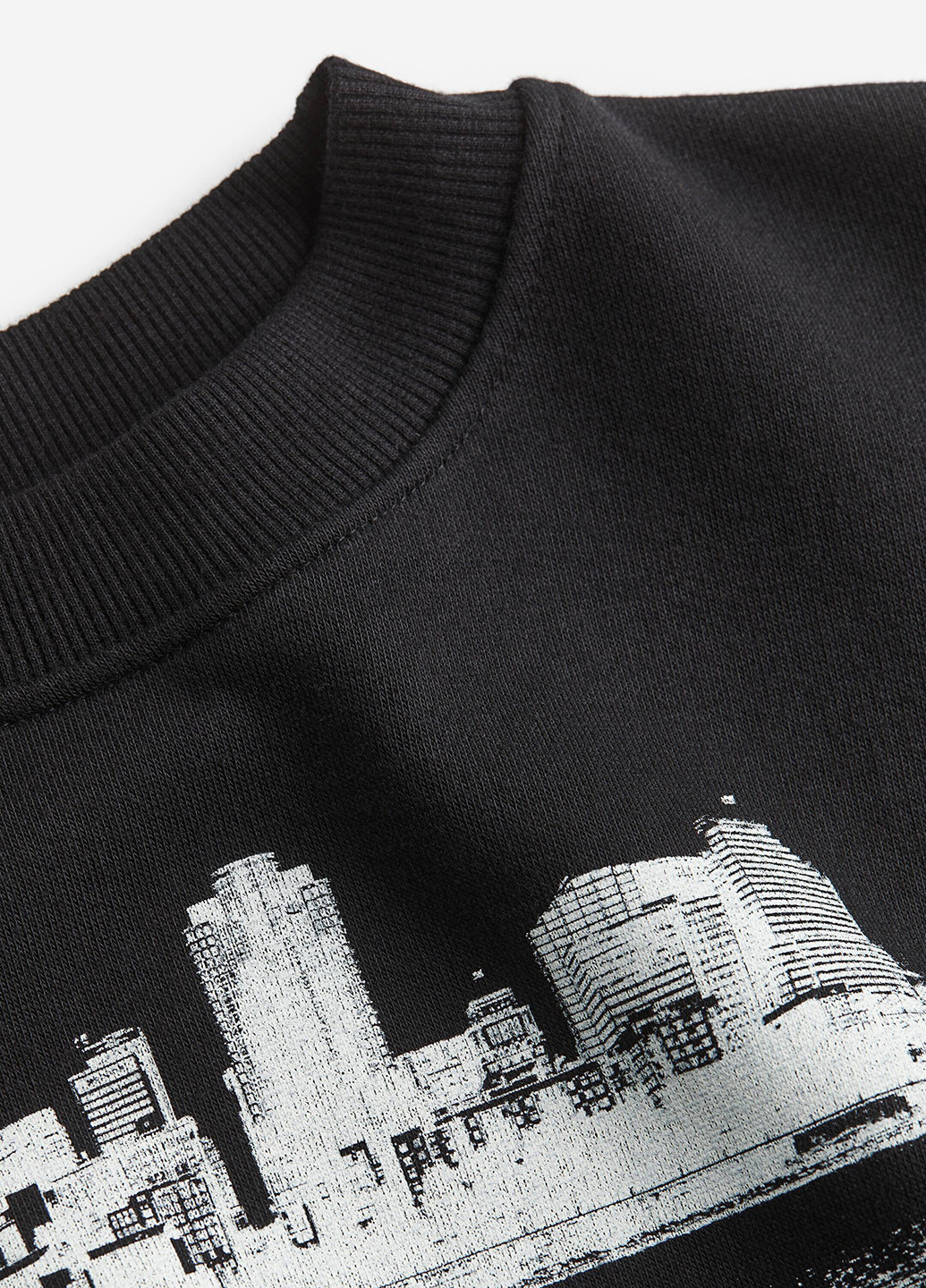 H&M свитшот рисунок черный спортивный, кэжуал хлопок