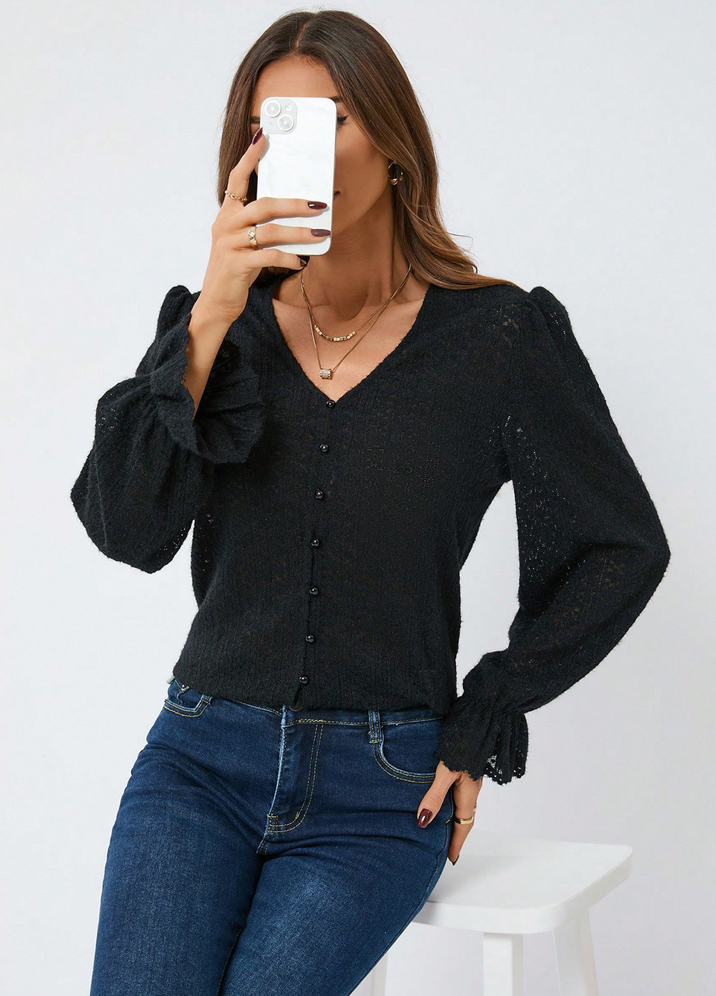 Чёрная блуза SHEIN