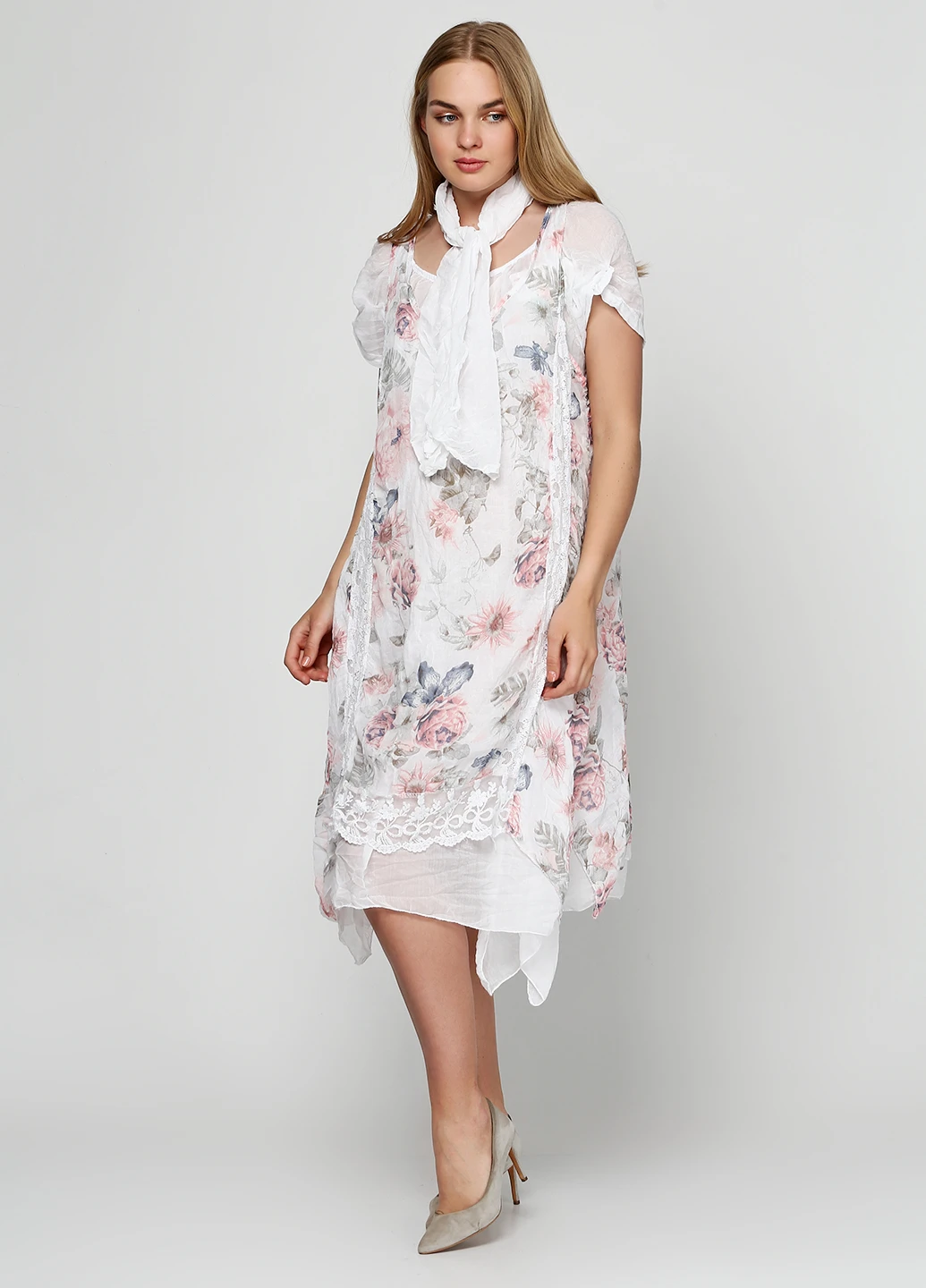 Белое кэжуал платье Moda