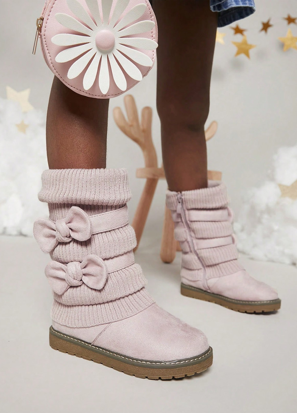 Светло-розовые осенние ботинки SHEIN