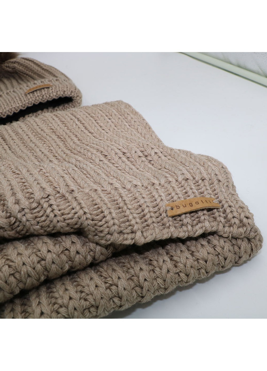 Комплект шапка + шарф Бежевый Bugatti (253586275)