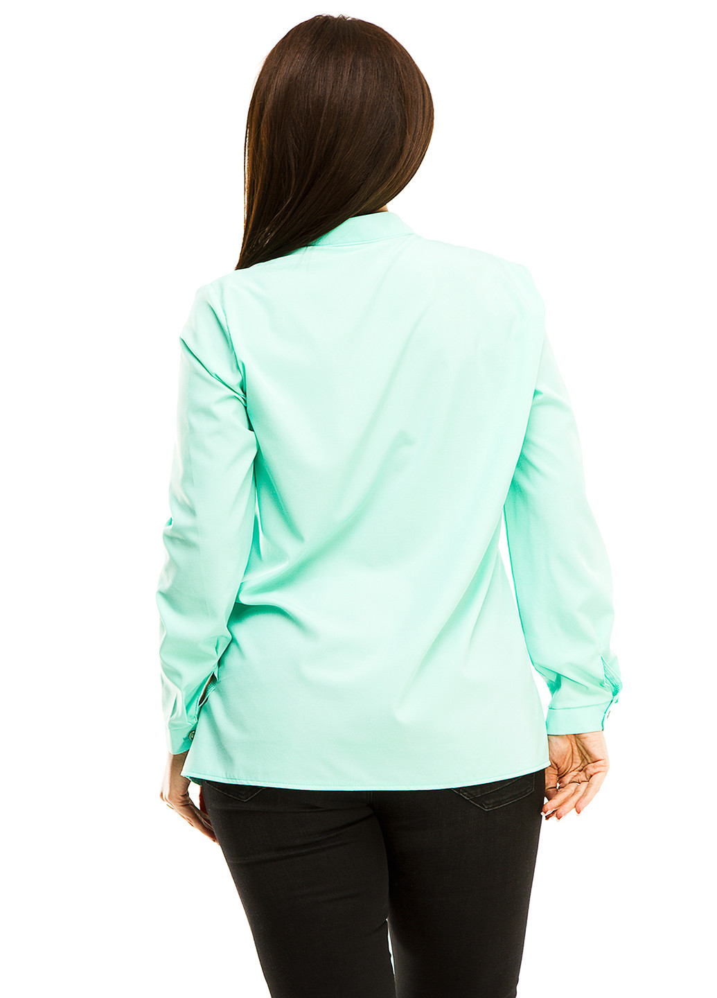 Мятная демисезонная блуза с длинным рукавом Lady Style
