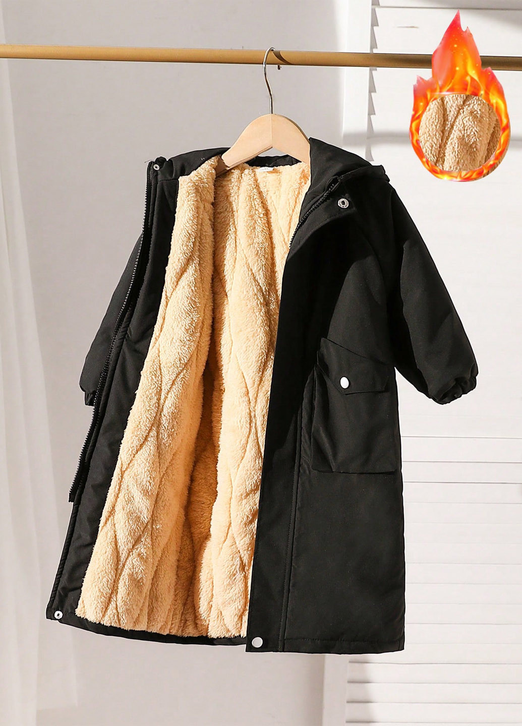 Чорна зимня куртка куртка-пальто SHEIN