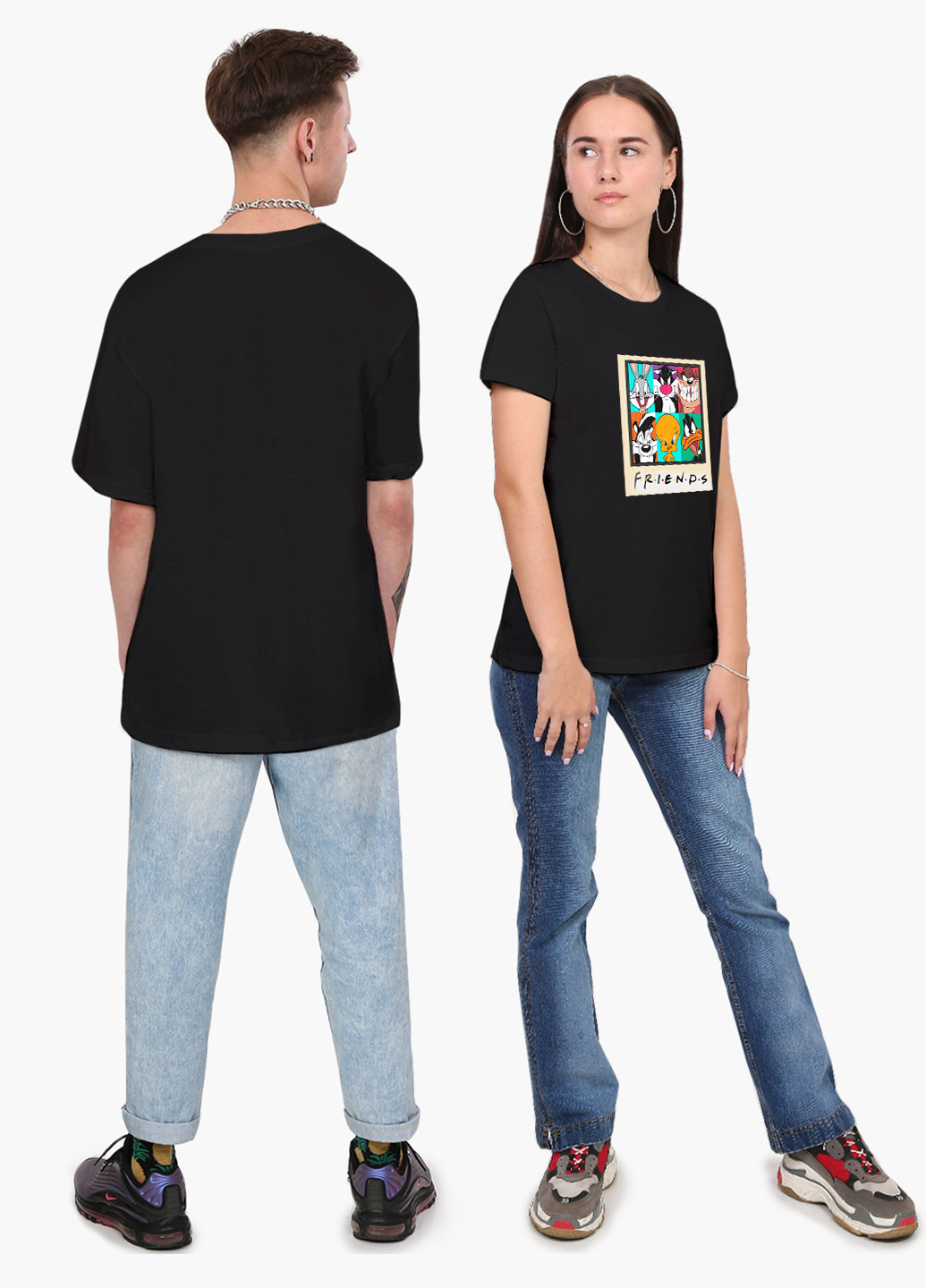 Черная футболка мужская луни тюнз (looney tunes) (9223-2887-1) xxl MobiPrint