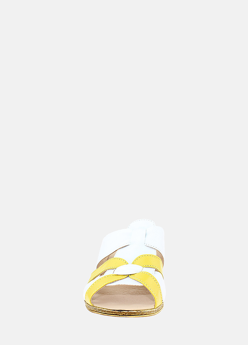 Белые шлепанцы roлана62-1 белый-жёлтый Olevit