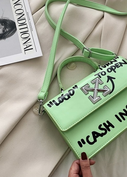 Женская классическая сумка кросс-боди через плечо CASH INSIDE зеленая салатовая NoName (251204316)