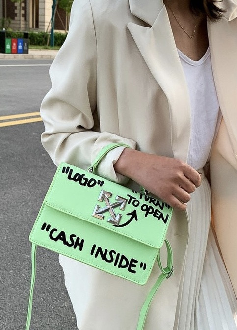 Женская классическая сумка кросс-боди через плечо CASH INSIDE зеленая салатовая NoName (251204316)