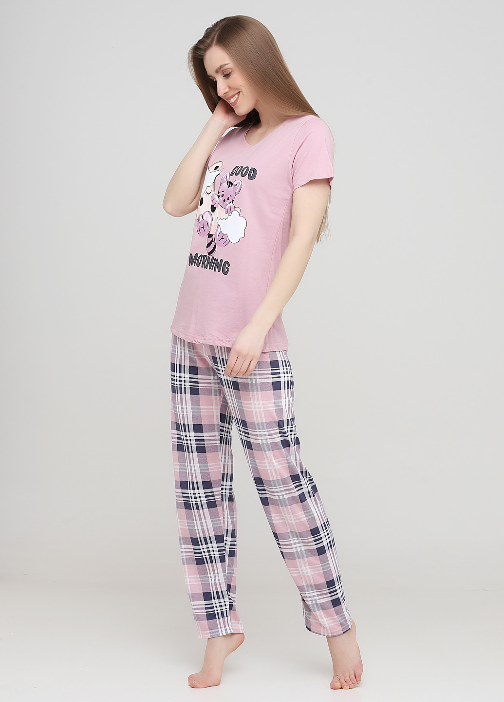 Розовая всесезон пижама (футболка, брюки) футболка + брюки Boyraz