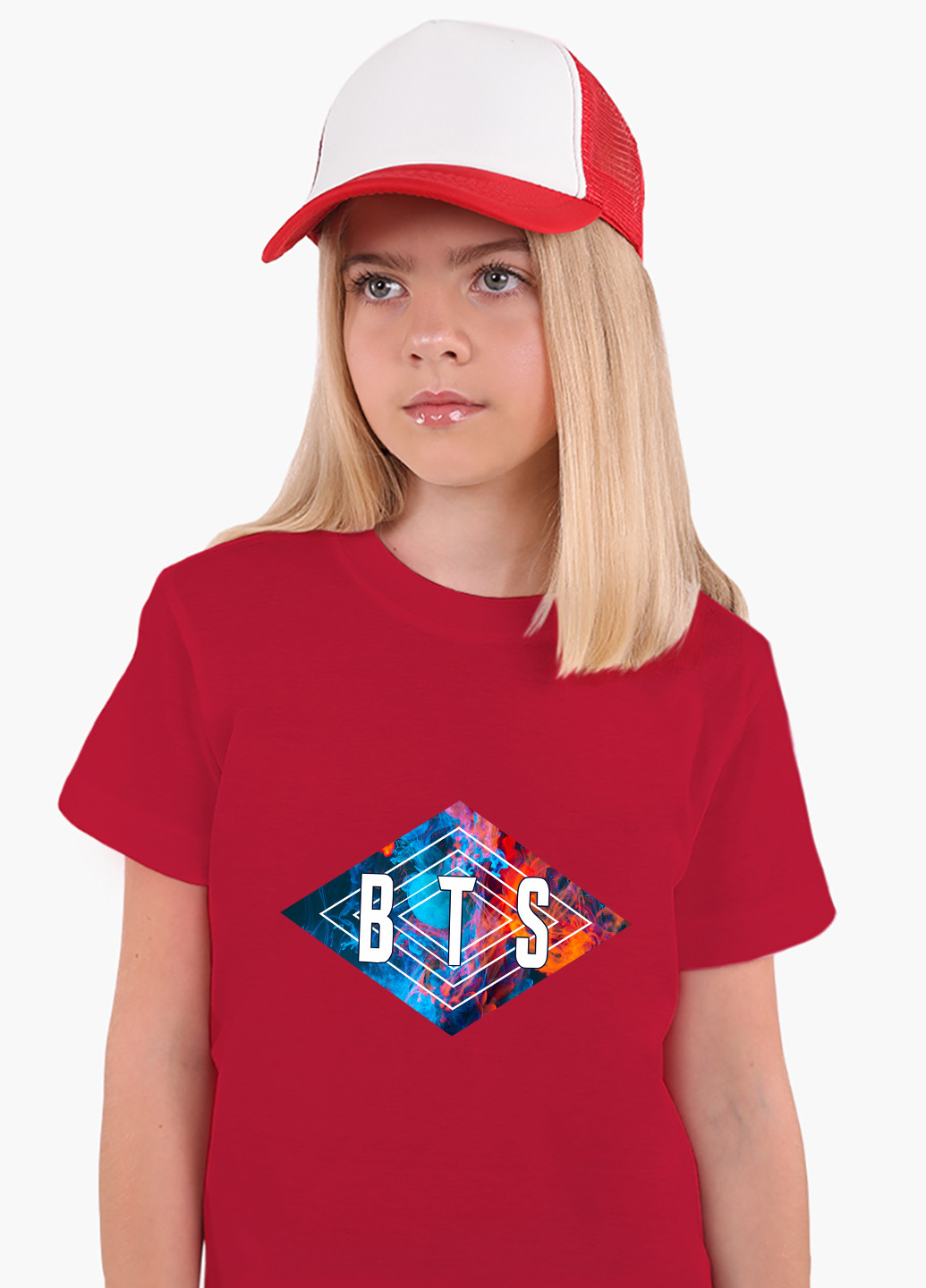 Красная демисезонная футболка детская бтс (bts)(9224-1062) MobiPrint