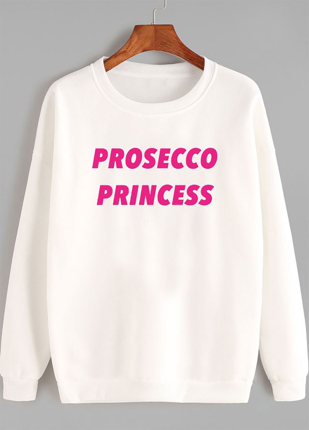 Світшоти білий Prosecco Princess-2 Love & Live Love&Live - крій напис білий кежуал - (243648277)