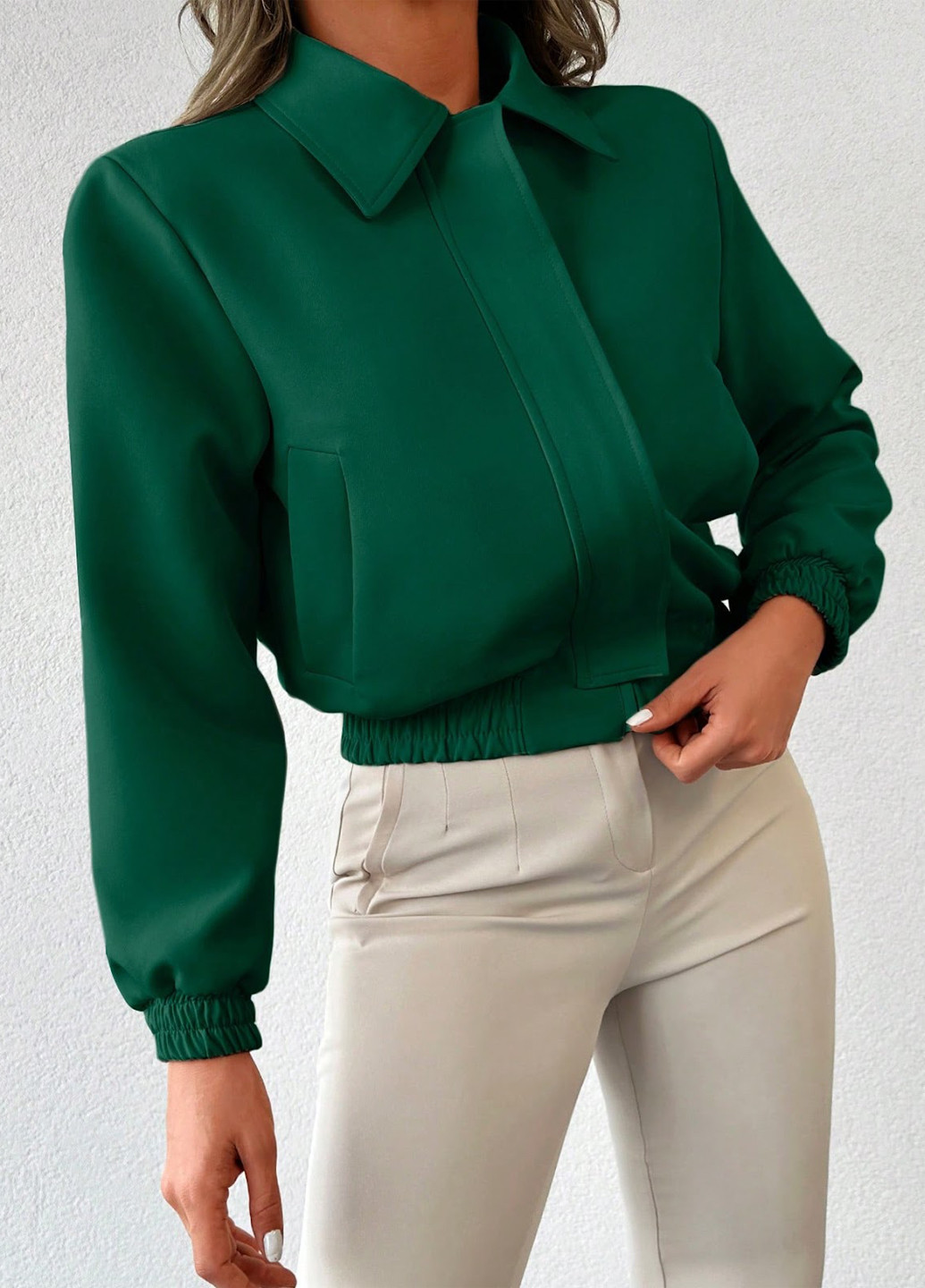 Темно-зелена демісезонна куртка куртка-піджак SHEIN