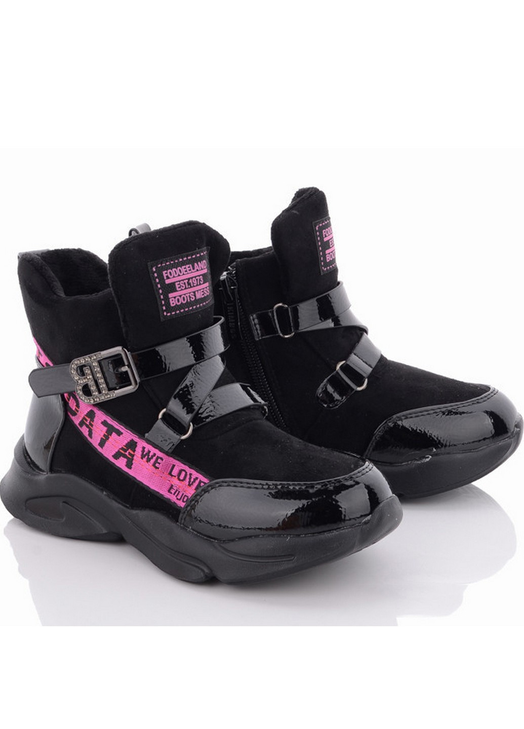 Демісезонні черевики FG905-2P Чорно-малиновий Kimbo однотонні чорні кежуали