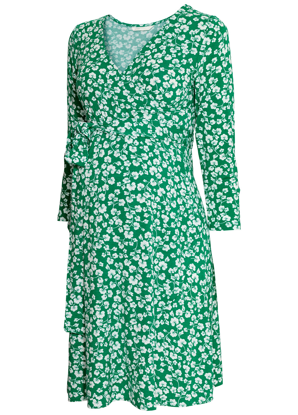 Зеленое кэжуал платье для беременных на запах H&M с цветочным принтом