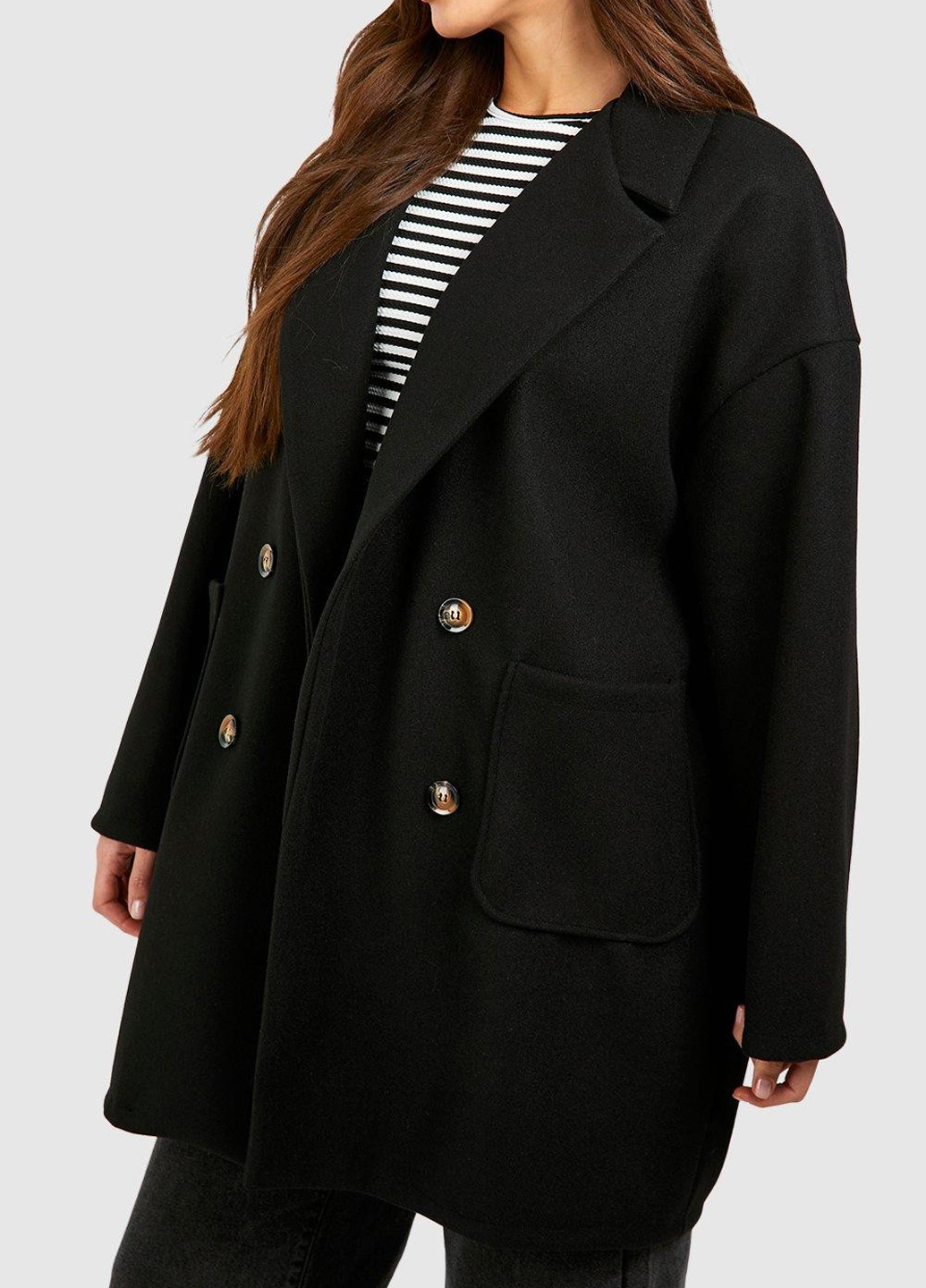 Чорне демісезонне Пальто двобортне Boohoo