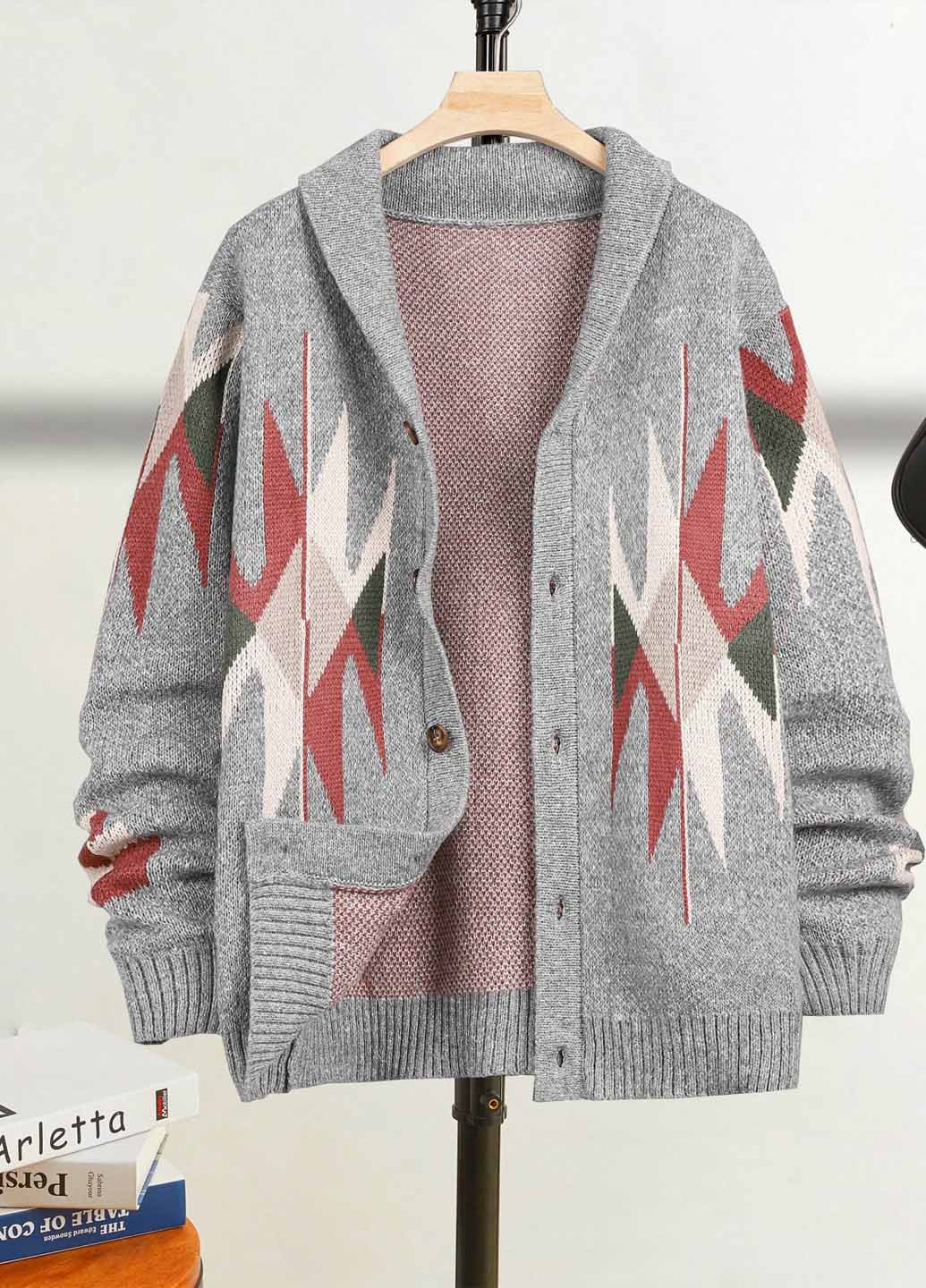 Серый демисезонный кардиган SHEIN