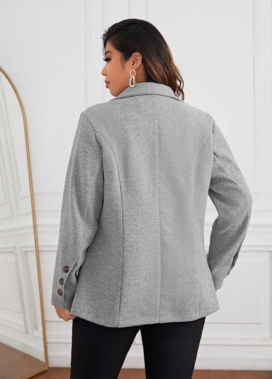 Сіре Кежуал, Діловий півпальто двобортне SHEIN меланж