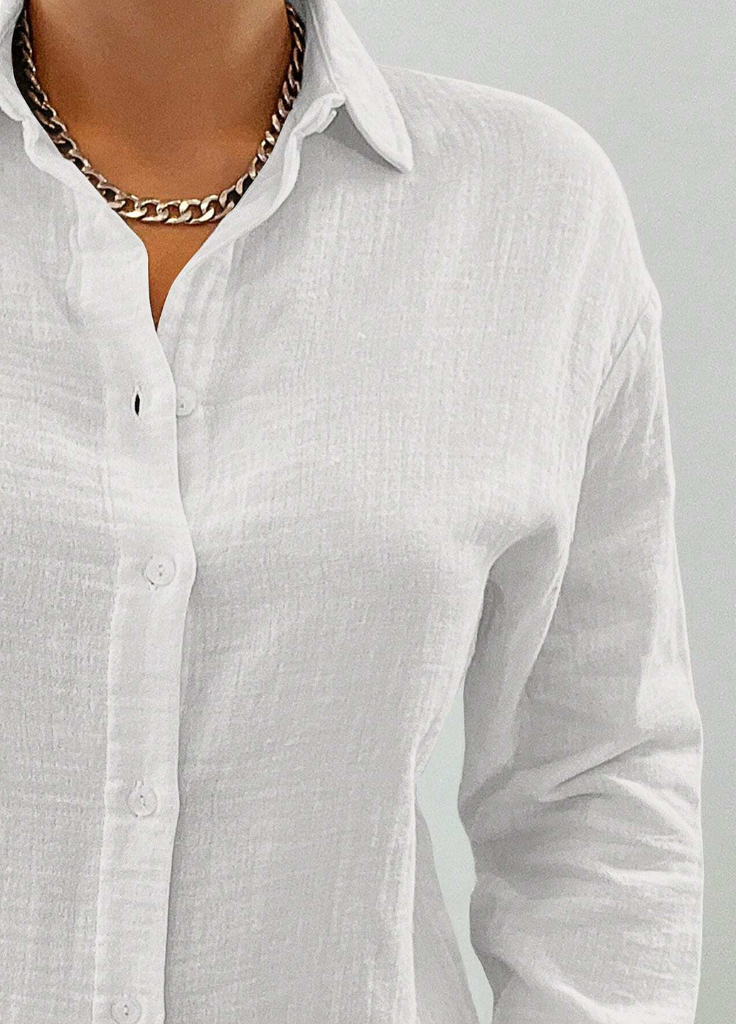 Белая кэжуал рубашка однотонная SHEIN