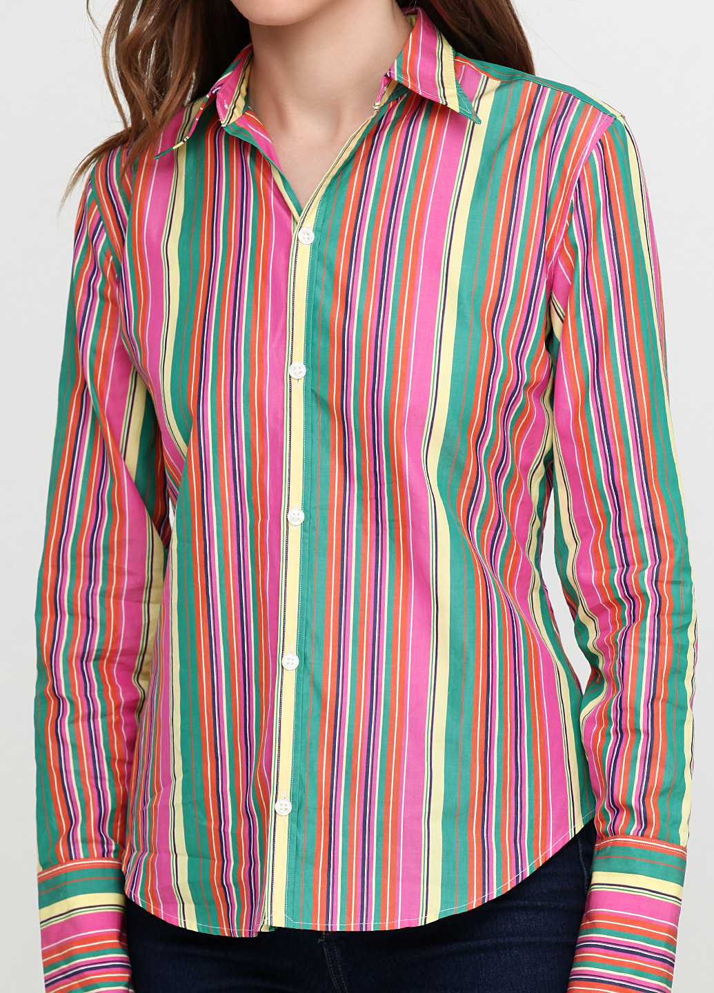 Розово-лиловая кэжуал рубашка в полоску Ralph Lauren