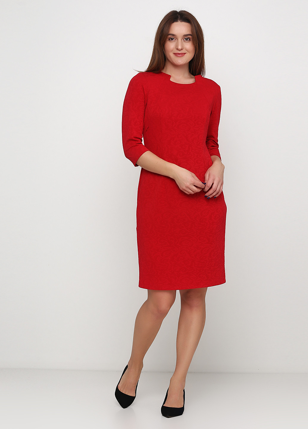Красное кэжуал платье Stefanie L фактурное
