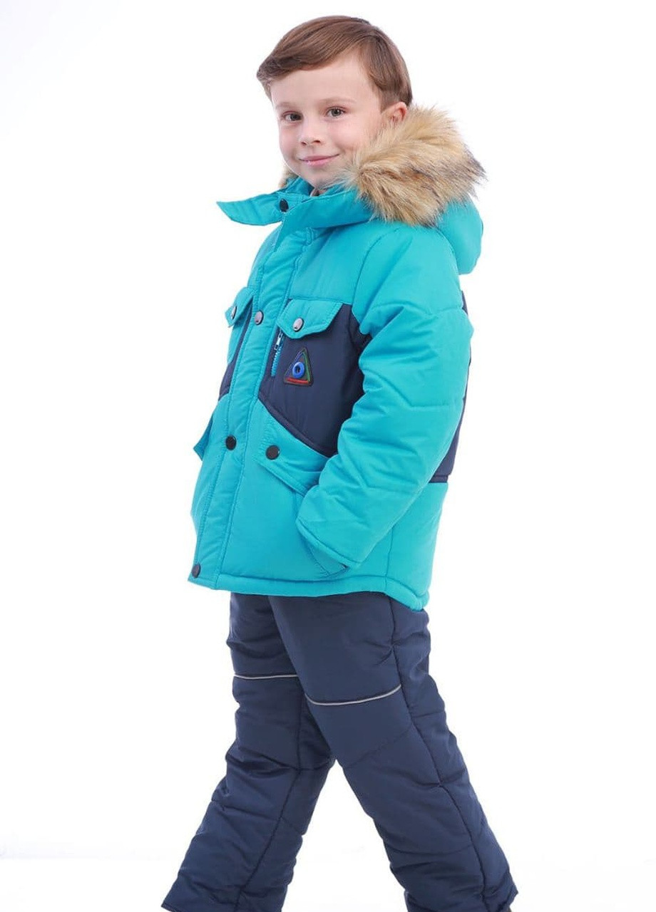 Бірюзовий зимній костюм дитячий зимовий канва zaleksa хлопчик бірюза брючний Zabavka зимний костюм