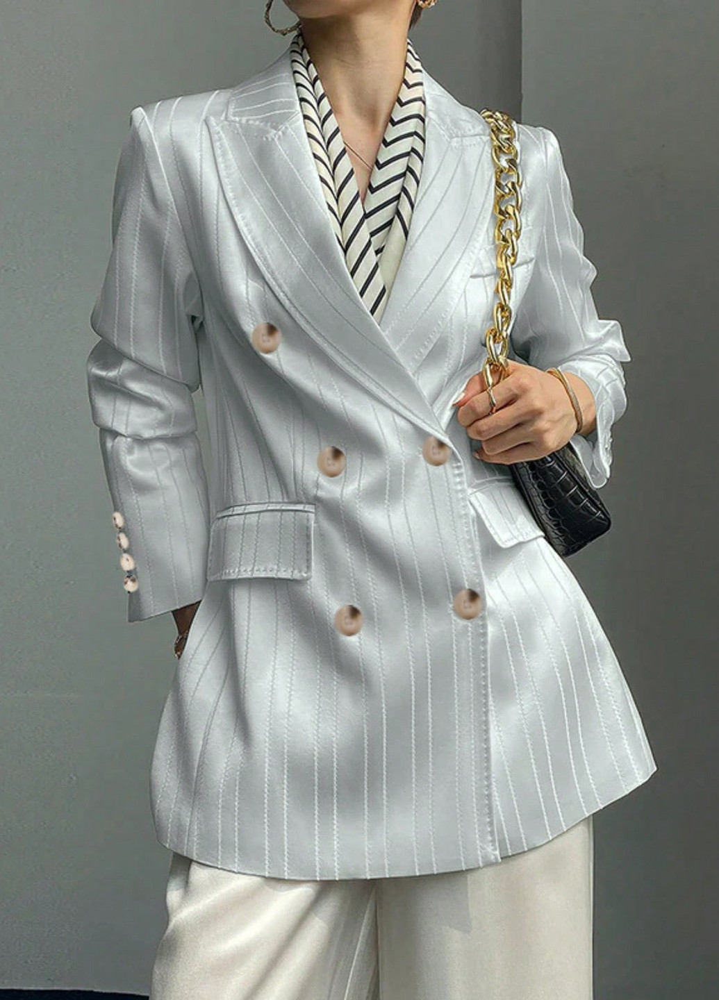 Серебряный женский жакет SHEIN однотонный - демисезонный