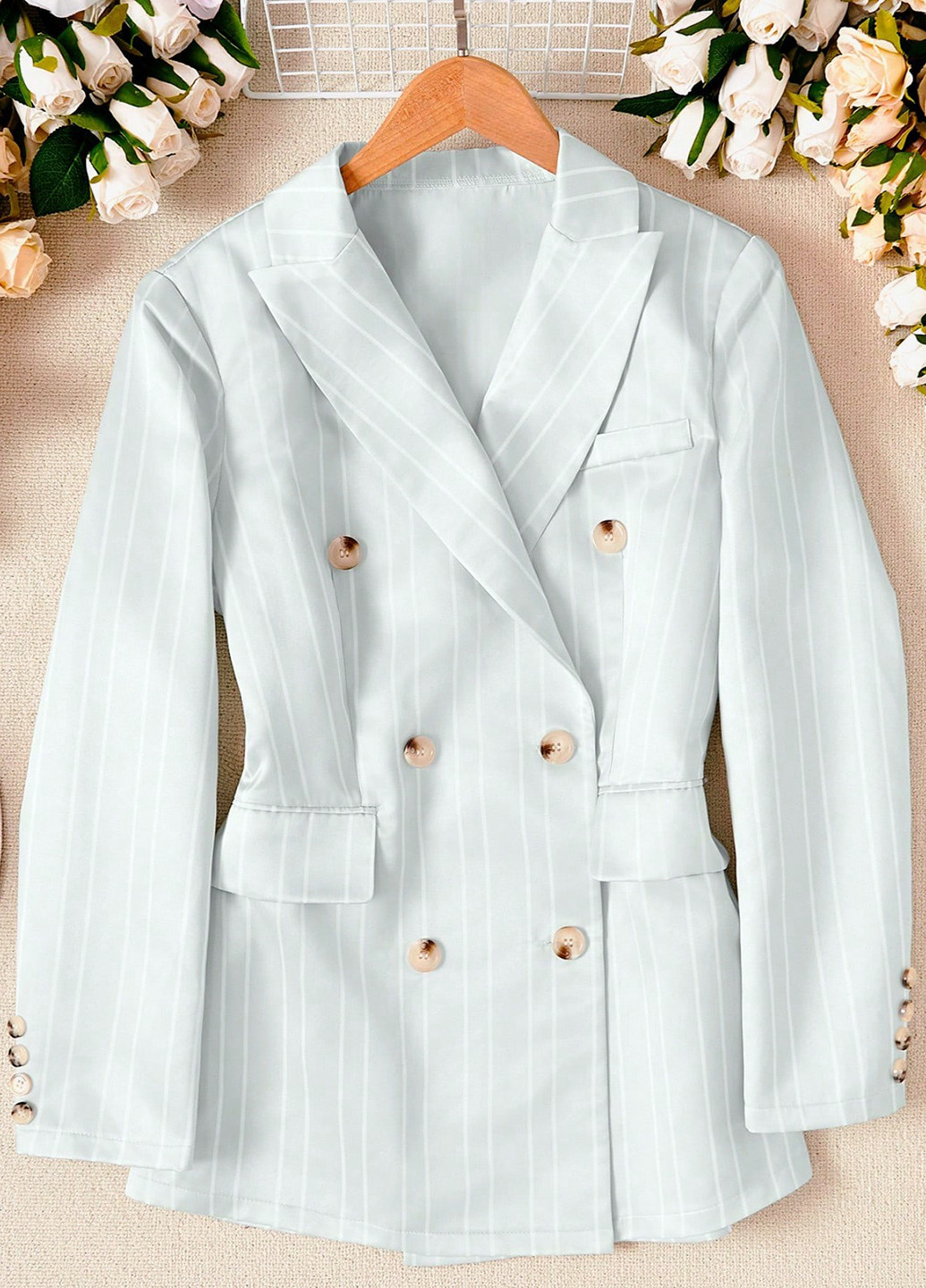 Серебряный женский жакет SHEIN однотонный - демисезонный