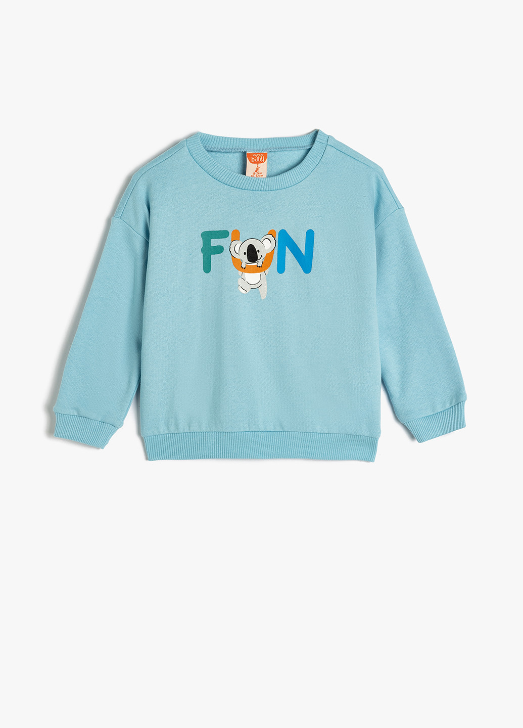 KOTON світшот малюнок світло-бірюзовий кежуал бавовна