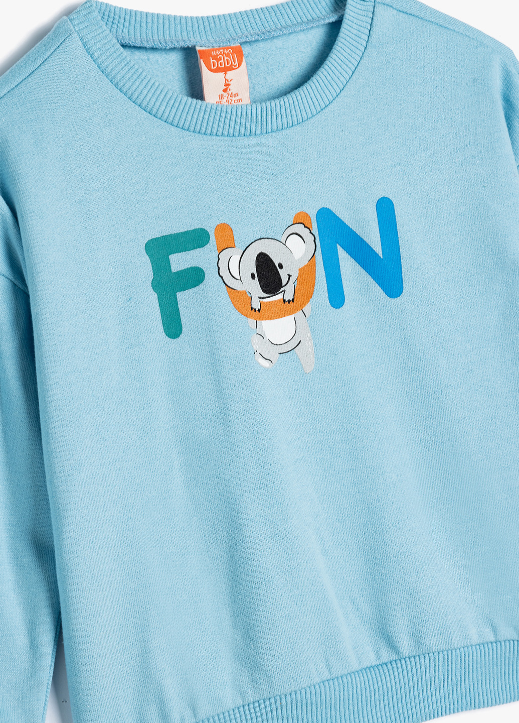 KOTON світшот малюнок світло-бірюзовий кежуал бавовна