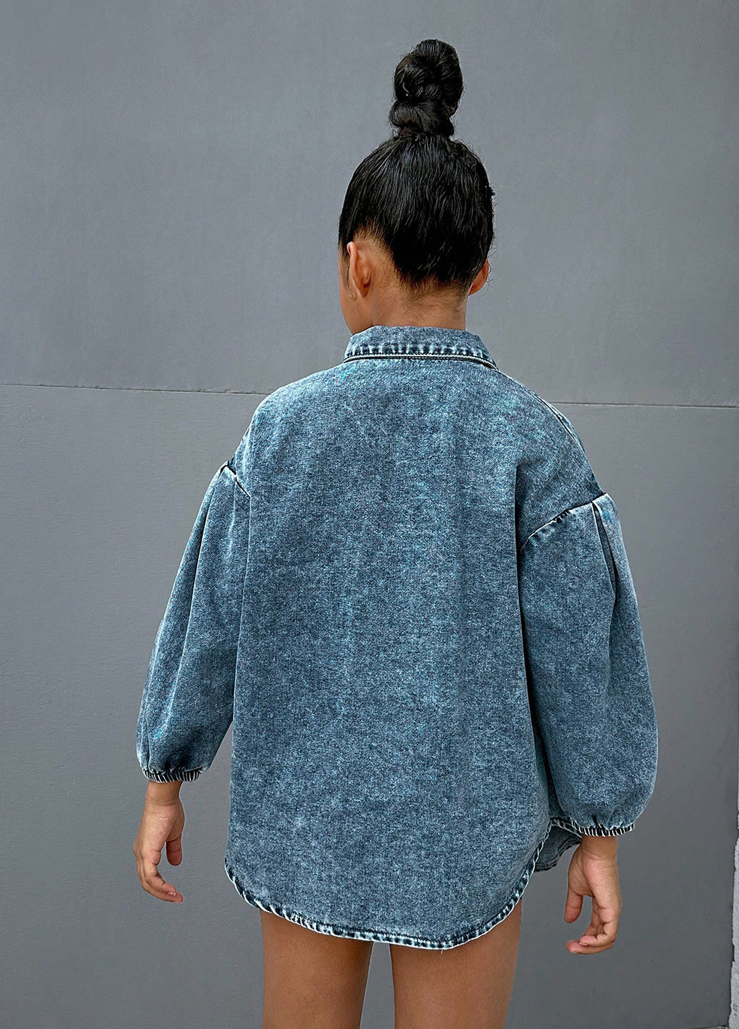 Темно-синяя джинсовая рубашка варенка SHEIN