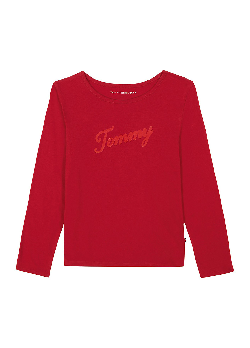 Красный демисезонный кэжуал лонгслив Tommy Hilfiger с логотипом