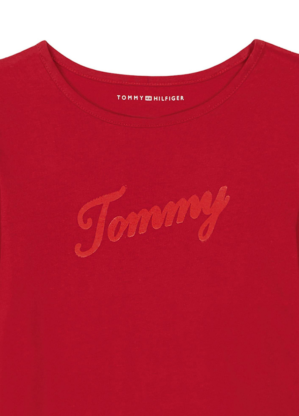 Красный демисезонный кэжуал лонгслив Tommy Hilfiger с логотипом