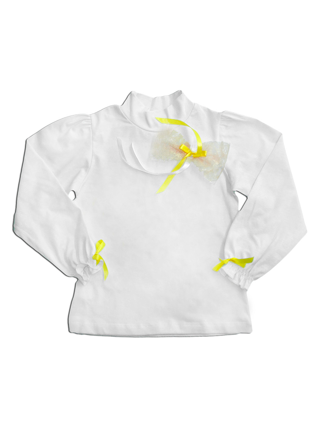 Белая однотонная блузка с длинным рукавом AV Style демисезонная
