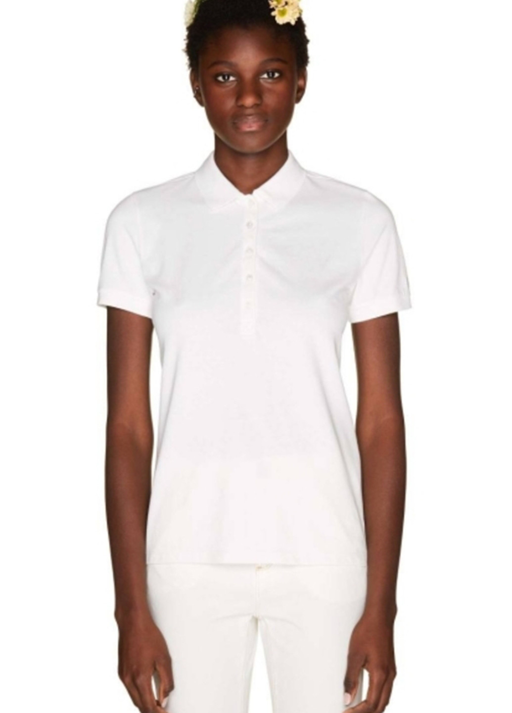 Белая женская футболка-поло United Colors of Benetton однотонная