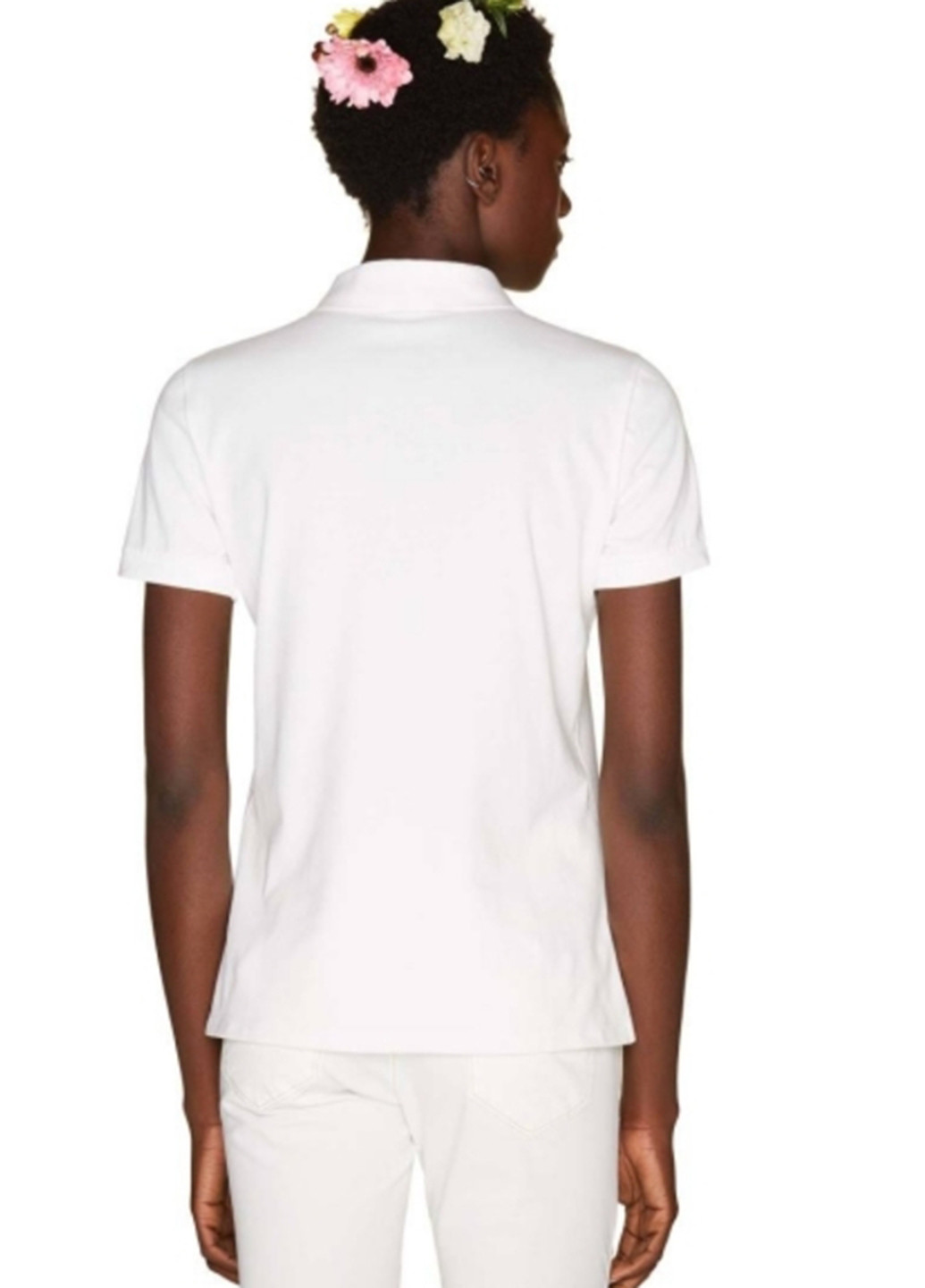 Белая женская футболка-поло United Colors of Benetton однотонная