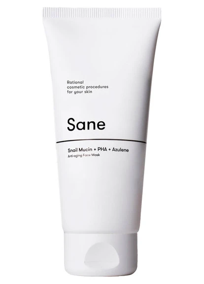 Маска для лица с муцином улитки Snail Mucin + PHA + Azulene Anti-aging Face Mask Sane (250117203)