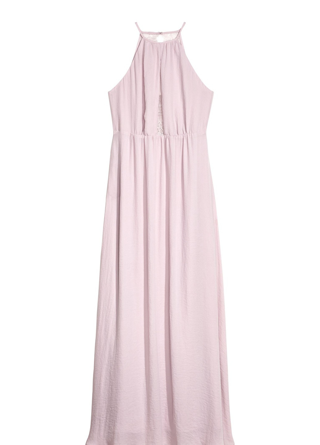 Лавандовое вечернее платье с кружевом H&M однотонное