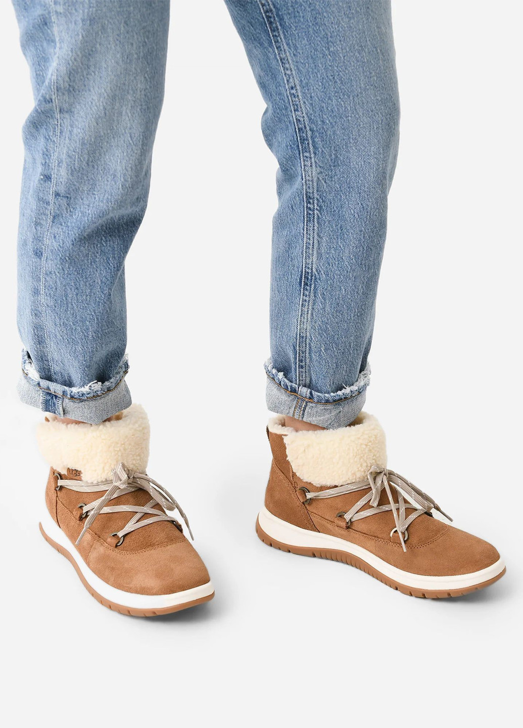 Зимние ботинки UGG с мехом из натуральной замши, тканевые