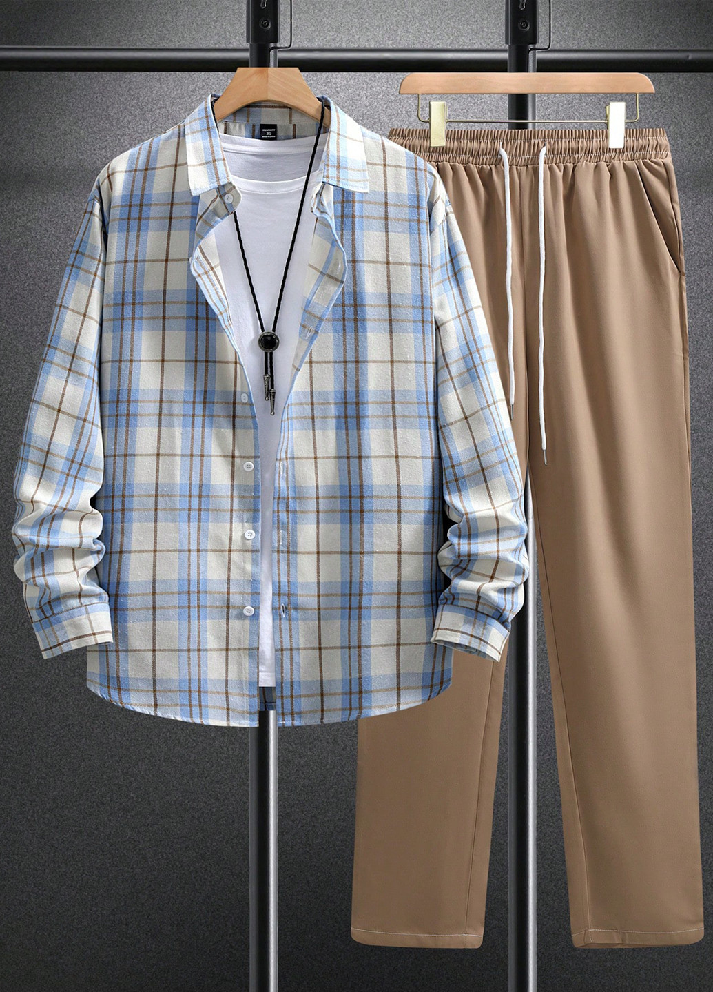 Комбинированный демисезонный костюм (рубашка, брюки) брючный SHEIN