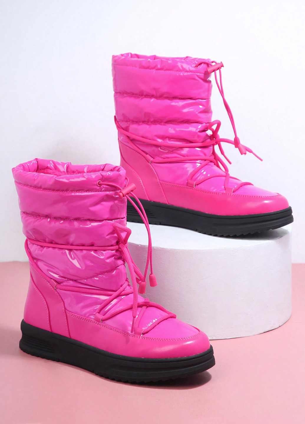 Фуксия ботильоны SHEIN со шнуровкой