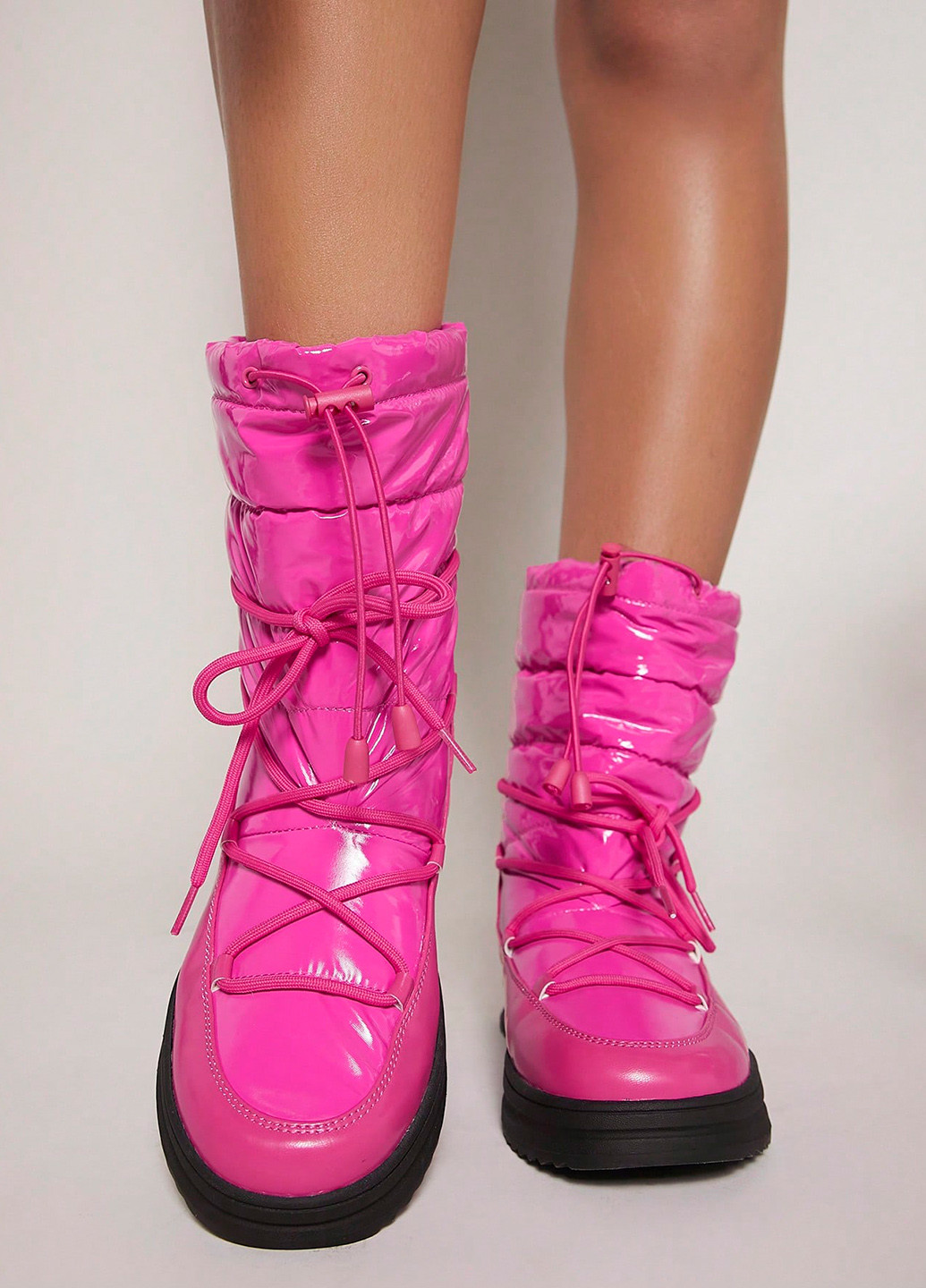 Фуксия ботильоны SHEIN со шнуровкой