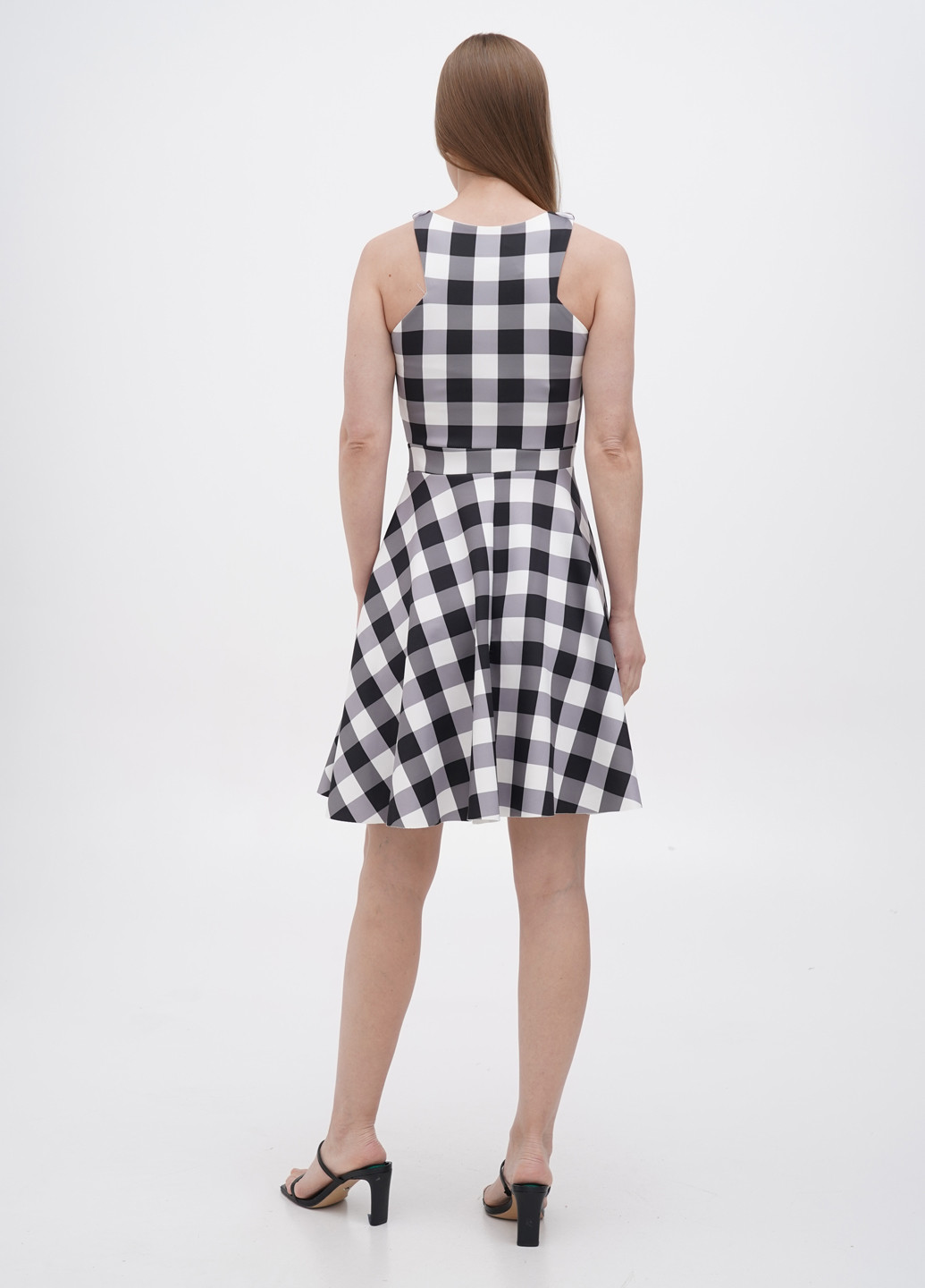 Черно-белое кэжуал платье клеш Gossip в клетку