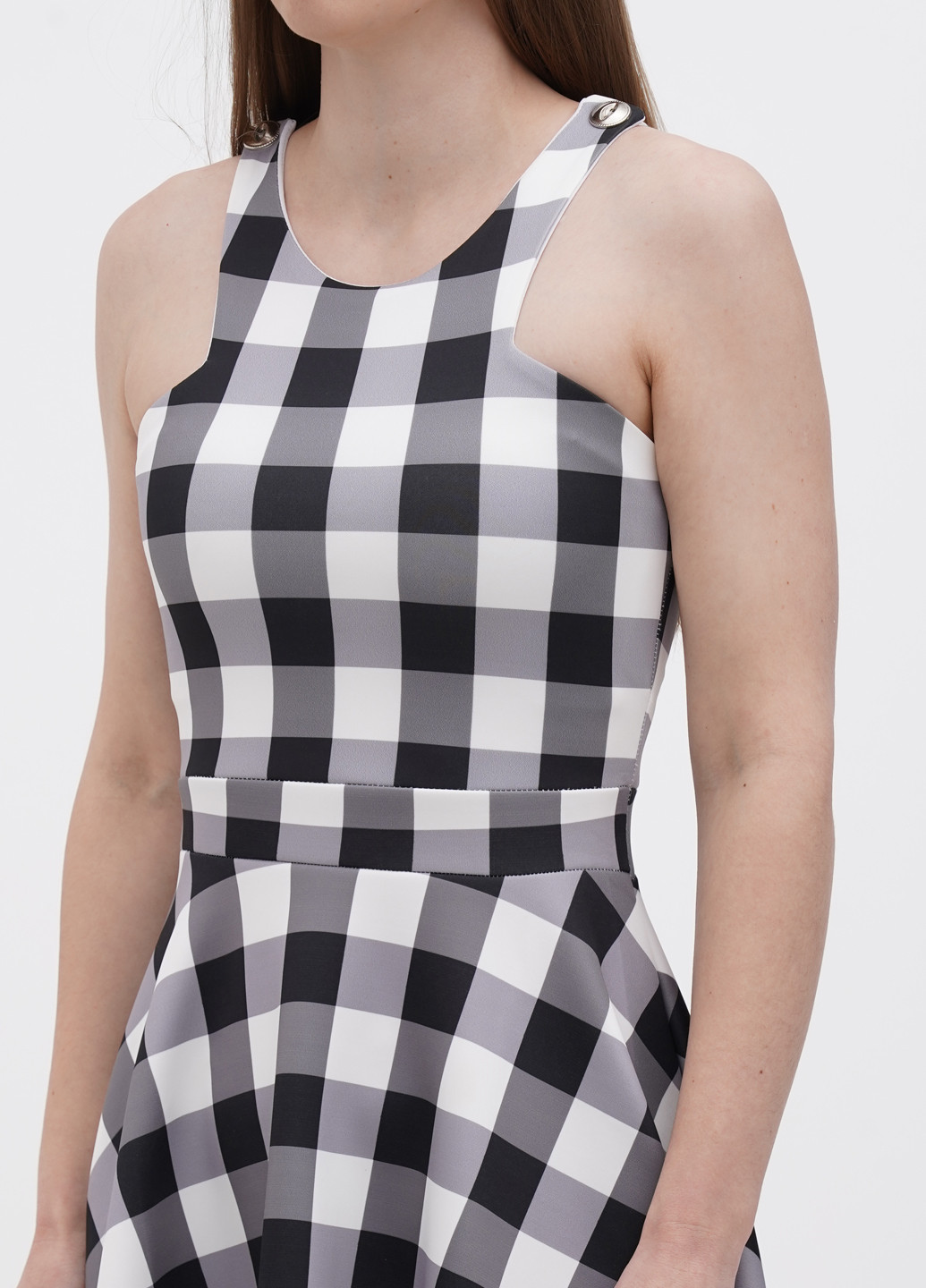 Черно-белое кэжуал платье клеш Gossip в клетку