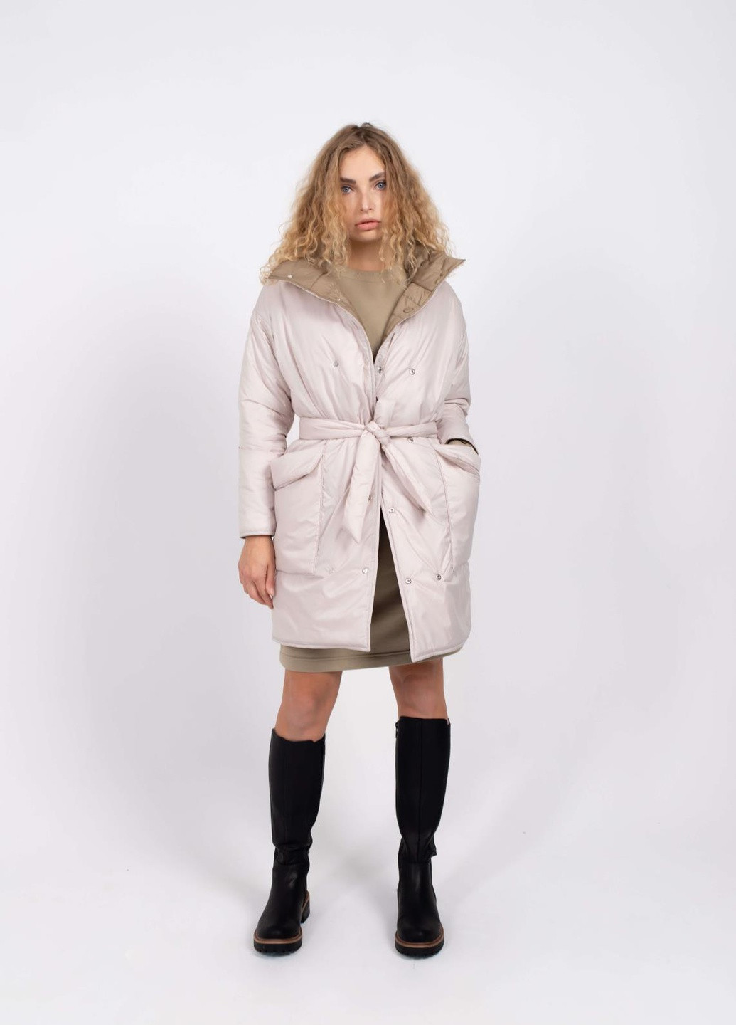 Оливкова зимня двостороння жіноча куртка Feel and Fly Bethany Short Olive / Ivory